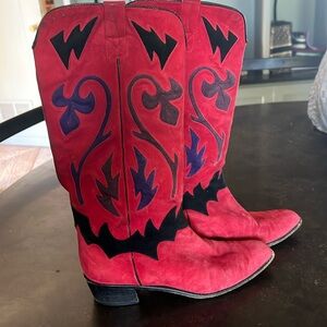 Vintage Stuart Weitzman cowboy boots- red suede